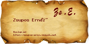 Zsupos Ernő névjegykártya